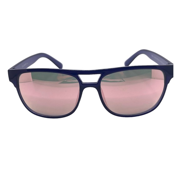 Fashion Sunglasses Deep Cobalt Blue with Pink Mirrored Lens - Picture 2 of 10